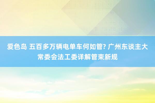 爱色岛 五百多万辆电单车何如管? 广州东谈主大常委会法工委详解管束新规