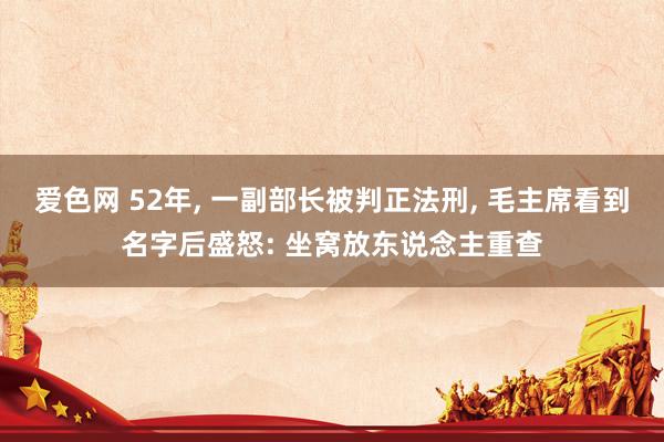 爱色网 52年， 一副部长被判正法刑， 毛主席看到名字后盛怒: 坐窝放东说念主重查