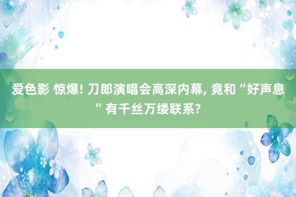 爱色影 惊爆! 刀郎演唱会高深内幕， 竟和“好声息”有千丝万缕联系?